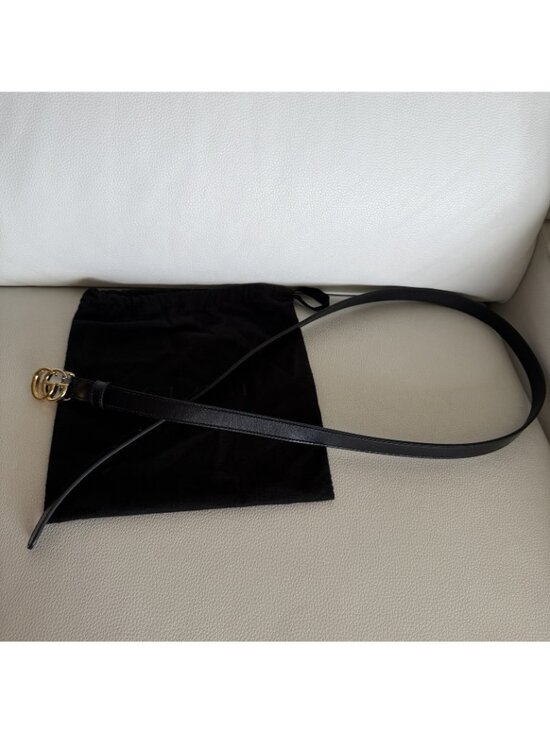 NEW Gucci Marmont Black Leather Double G Buckle Belt Gold Hardware 409417 114 46